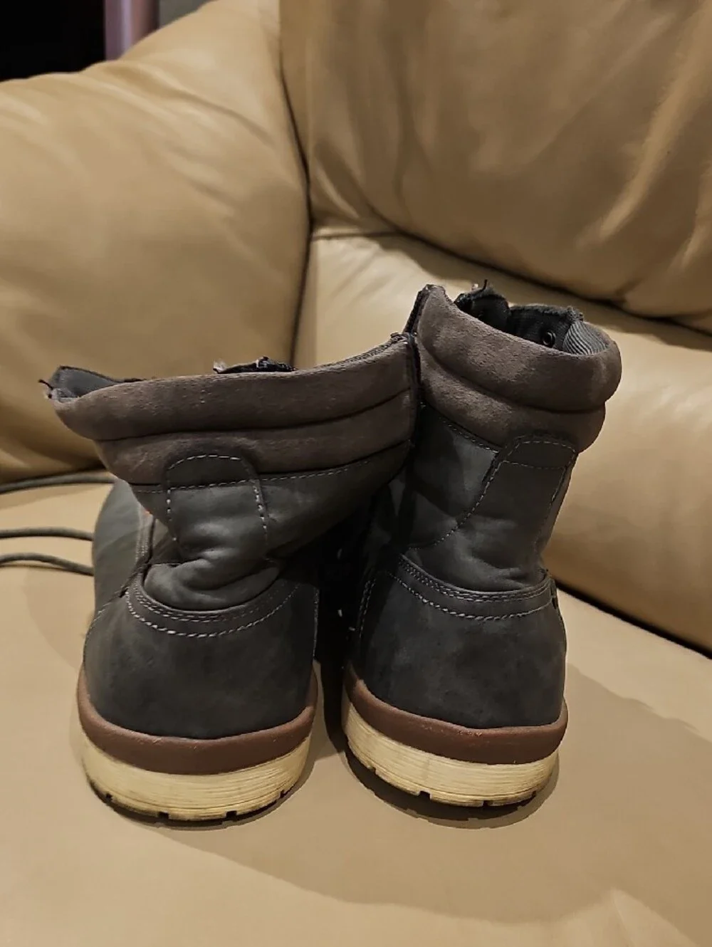 Vostey Men's Casual Nubuck Lace-Up Boots - Gray